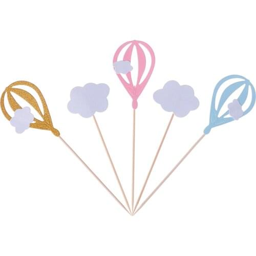 20 Pieces Cloud Hot Air Balloon Cake Cupcake Toppers Muffin Food Fruit Picks Baby Shower Birtay Party Favors Supplies