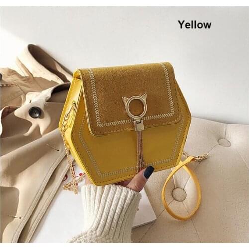 Lady Fashionable Shoulderbag Crossbody Bag Hexagon Woman Chain Bag Sanding Process Suedette HandBag Hot Sales Bag LongLight