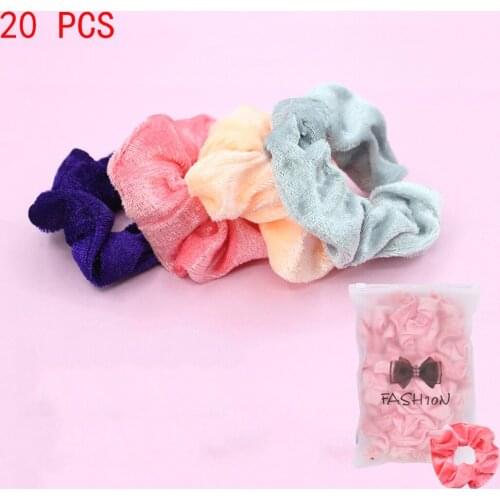 20 Pcs Velvet Scrunchies for Women Hair Accessories Girls Elastic Hair Bands Child Cute Hair Ties 2020
