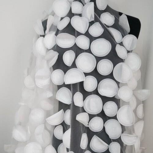 140cm white black 3D performance dance Dress Applique DIY Bridal Headdress scarf veil Embroidered Lace Fabric Patch curtain