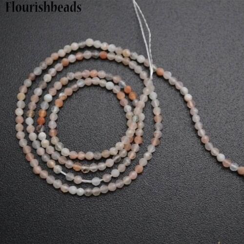 2mm Faceted Diamond Cutting Mix color Natural Sunstone Round Loose Beads