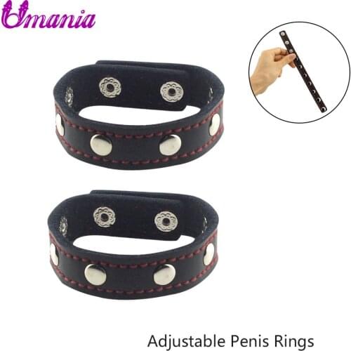 2pcs Delay Ring Leather Bracelet Cock Penis Strap Ring Cockring Penis Ring G-spot Stimulator Sex Toys For Men Adult Games