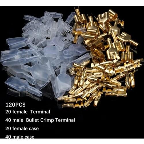 20sets Bullet Crimp Terminal Car Electrical Wire Connector Male &Female 4.0mm Double Bullet Wire Connector Terminals