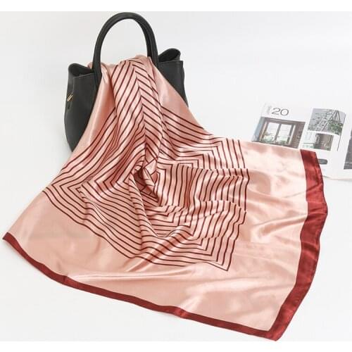 2021 Print Silk Shawl Foulard Satin Hijab Square Scarf For Women Retro Hair Bands Neckerchief Female Head Wraps Headband Bandana