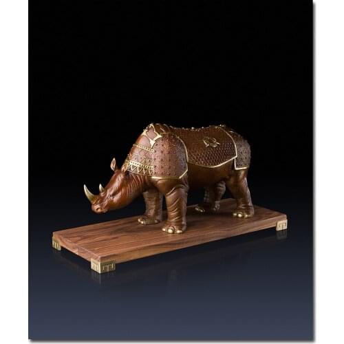 25inches Chinese Art Deco Pure Brass savannah Animal armour OX Oxen Bull sculpture Decoration Home Furnishings Gift Statue