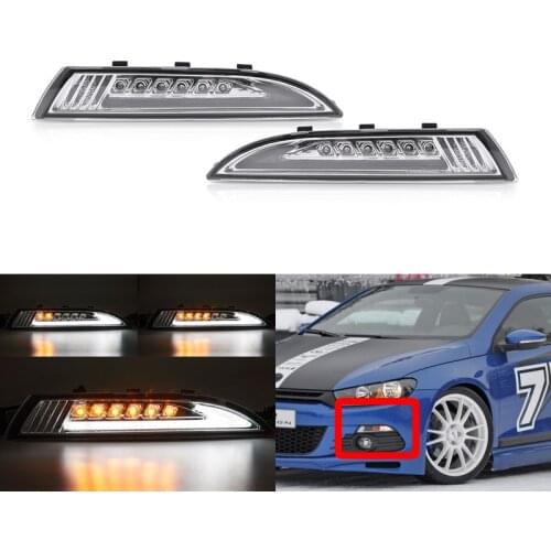 2x Fits For VW Scirocco 2008-2013 Dynamic Amber Led Side Marker Turn Signal Lamps White Led DRL Running Position Lights