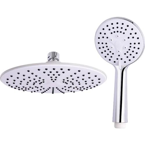 3 Functions Hand Held Showerhead Combo ABS Plastic Chrome Round Big Rainfall Bath Accessories Bathroom Shower Head Set