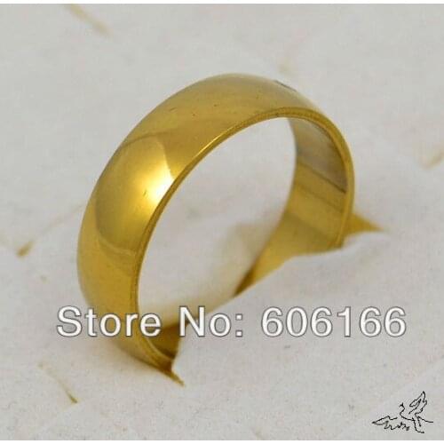 30pcs/lot 6mm Wedding Engagement Ring Mix Size Gold Tone High Polishing Dome Half Round Stainless Steel Rings Fashion Jewelry