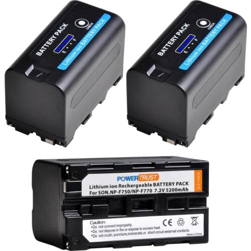 PowerTrust NP-F770 NP-F750 NPF750 NPF770 Battery with LED Power Indicator for Sony NP-F550 NP-F770 NP-F750 F960 F970