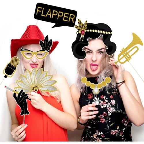 Amosfun 20Pcs Funny Creative 1920s Photo Booth Props Photo Accessory Party Supplies for Party Decoration Photography A30