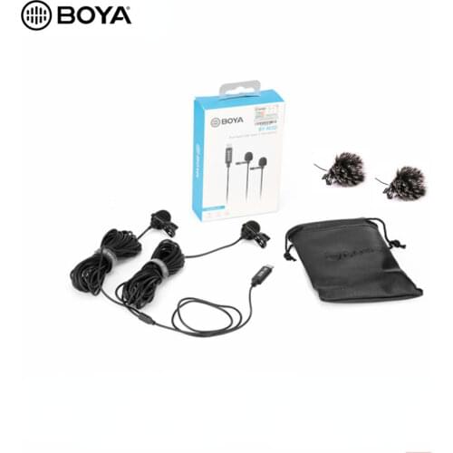 BOYA BY-M3D Condenser Lavalier Microphone TYPE-C 6m Cable for Presentations Podcasts Webcast Broadcast Video Noise Reduction Bee