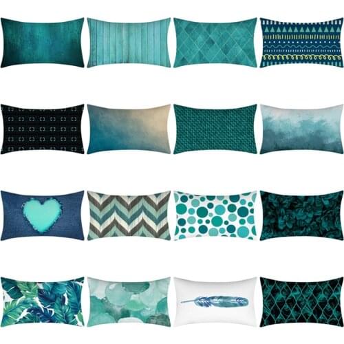 Nordic Style Teal Blue Home Decoration Pillowcase 30X50 Cm Geometric Cushion Cover Polyester Sofa Cushion Decorative Pillow