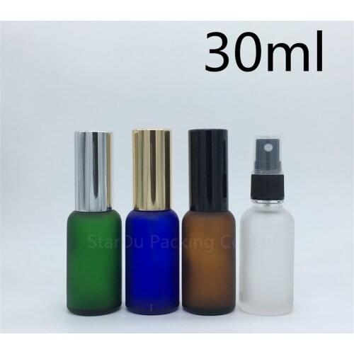Travel bottle 30ml amber blue green transparent frosted glass bottle with sprayer, 30cc perfume bottle Spray Bottles 10pcs