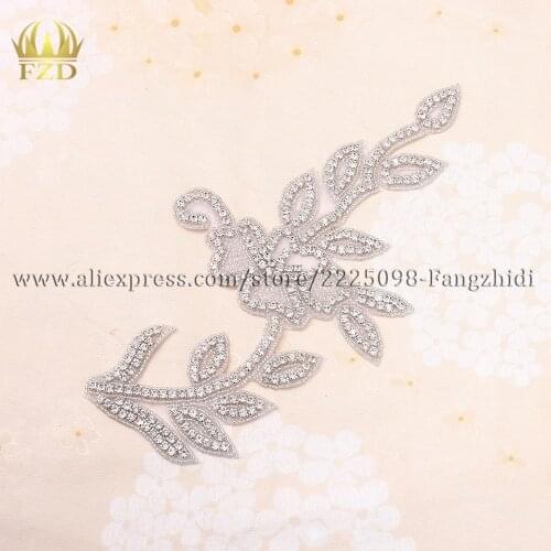 FZD 10 Pieces Hotfix Crystals Silver,Gold Rhinestone Rhinestones Applique for Garment Dresses Headband Head Blet Bridal Garters