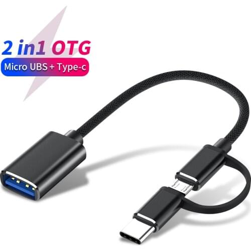 2 in 1 OTG Adapter Cable USB 3.0 to Micro USB Type C Charge Data Sync Transmission Converter Adapter Cable For Samsung Huawei LG