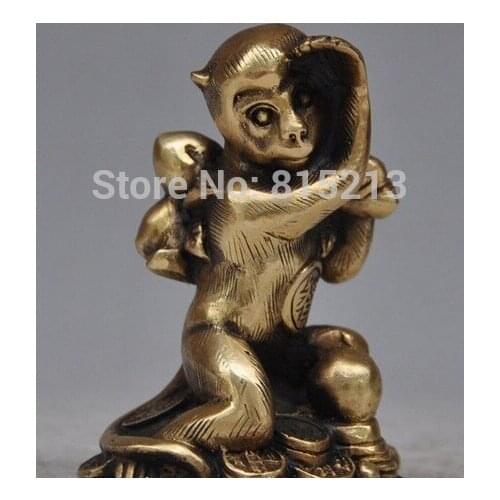 Bi0011709 China Chinese Fengshui Bronze Zodiac Year sculpture Animal Money Monkey Statue