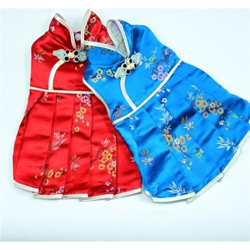 Chinese Style Dog Dress Tang Suit Cheongsam Summer Cat Puppy Dog Clothes Skirt Wedding Pet Dresses Party Dog Costume Outfit