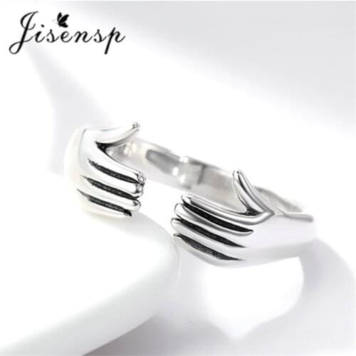 Jisensp Hot Sale Hug Shape Open Ring Delicate Design Mom Hug Mother Hand Love Forever Finger Ring Women Fine Jewelry Anillos