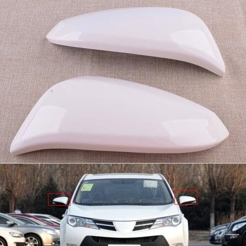 1 Pair White Car Front Left and Right Side Wing Rearview Mirror Cover Cap Fit For Toyota RAV4 2015 2014 2013