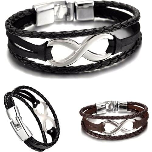 Hot 2021 Fashion Fish Leather Bracelet For Men Multiple Layer Bracelets Bead Europe Simple Wristband Boyfriend Jewelr