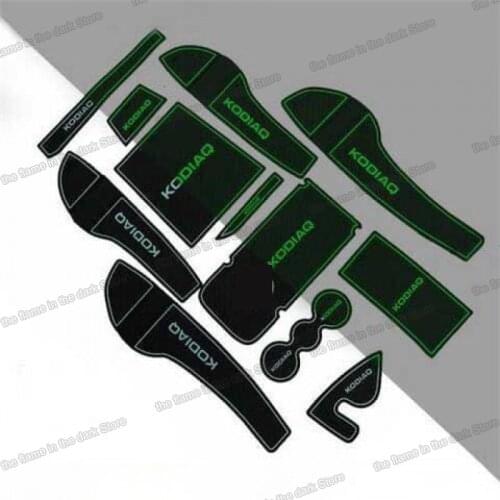 Lsrtw2017 Rubber Car Gear Plate Door Storage Box Cup Slot Pad Anti-slip for Skoda Kodiaq 2016 2017 2018 2019 2020 Accessories