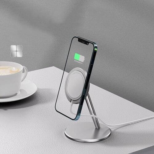 Aluminum Alloy 15W Magnetic Wireless Charger Holder For iPhone 12 Mini 12 Pro Max 180 Rotation Magnetic Wireless Charger Stand
