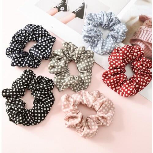Fashion Small Dots Chiffon Scrunchie for Women Hair Accessories Korean Ponytail Holder Elastic Hair Bands Girl Headwear Hair Tie