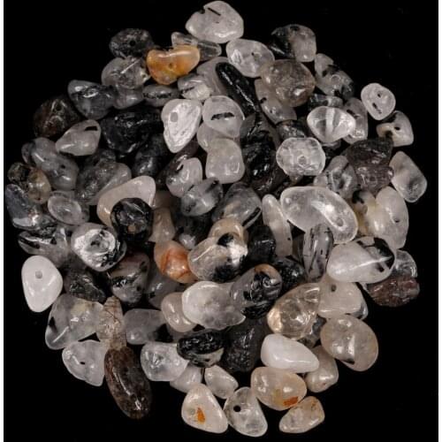 Natural Black Rutilated Quartz Gravel Opal Irregular Stone For Jewelry Making 15 Inches Bracelet Necklace Decoration Loose Beads