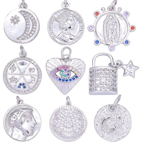 Pendant Amulet Magical Lucky Symbols DIY Necklace Jewelry Vintage Silver Color Fashion Prince Coin Christmas Gift For Women Men