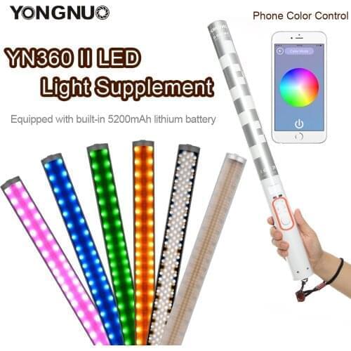 Yongnuo YN360 YN360 II Handheld Ice Stick LED Video Light built-in battery 3200k to 5500k RGB colorful controlled by Phone App