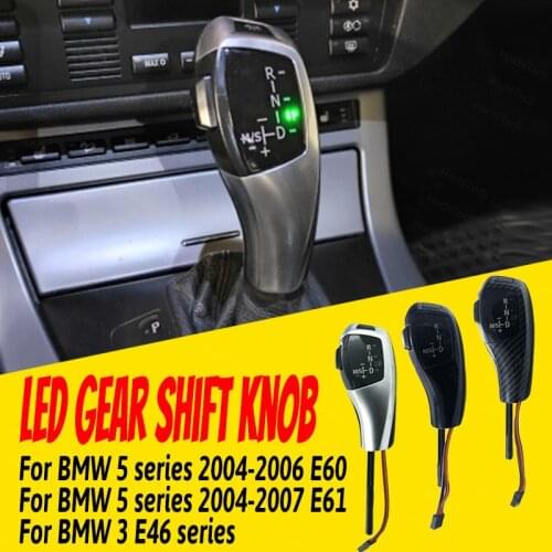 Carbon Fiber Black Silver Shifter Lever F30 Style LED Gear Shift Knob for 3 5 Series E60 E61 2004-2007 E46 Accessories