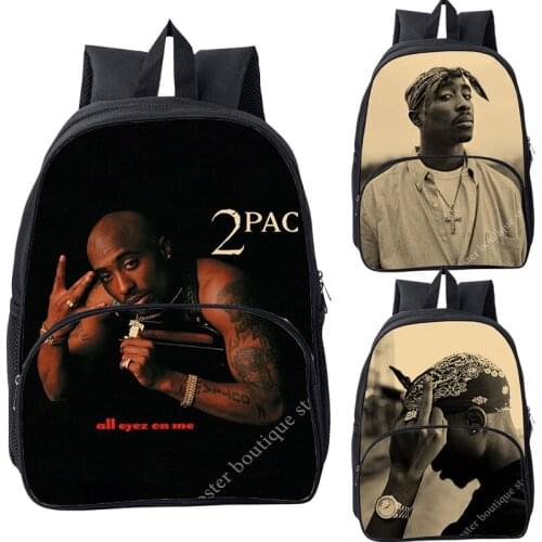 Mochila 2Pac Tupac Backpack for Boys Students Zipper Bookbag Travel Rucksack Teenager Backbags Children 16 Inch 2Pac School Bags