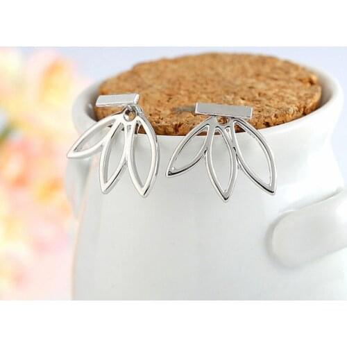 Tinny Hollow Leaves Stud Earrings Gold Sliver Color Lotus Flower Earring Punk Plant Charms Jewelry Gifts For Female Daily Wear