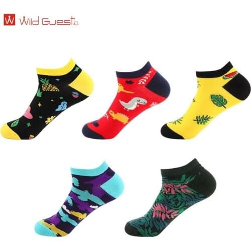 Running sport Socks mens trendy Socks casual personality cartoon stitching shallow Socks thin ins boat Socks sports