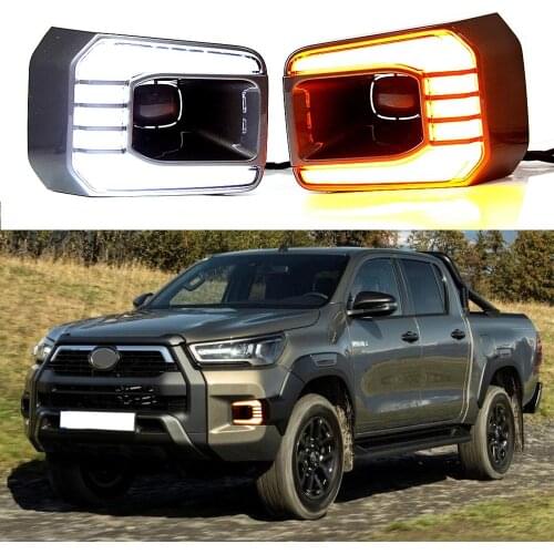 LED DRL Daytime Running Light Fog Day Lamp W/ Turn Signal For Toyota Hilux Rogue 2021