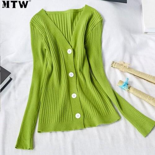 2021 Casual Women Knitted Cardigan Sweater Ladies Long Sleeve V Neck Knit Sweater Spring Autumn Korean Chic Tops