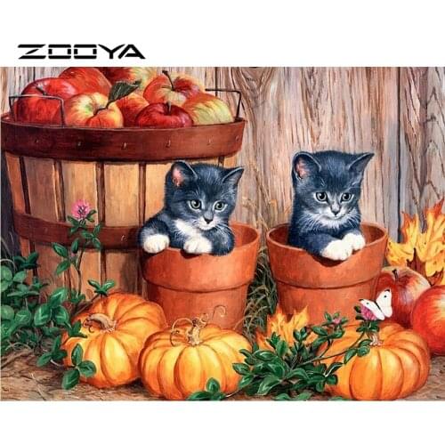 ZOOYA DIY Diamond Painting Animal Series Two Cats Cross Stitch full drill Rhinestone Pasted Painting Home Decor F118