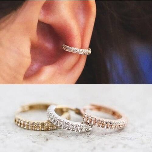 Womens Ring Earrings Beautifully Jewelry Rose Gold Color Rhinestone Smalle Small Earring Snug Piercing Cartilage Earring