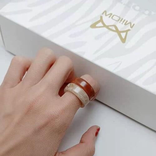 1Pcs Vintage Rings For Women Resin Transparent Colorful Jewelery Ring Index Finger Aesthetic Accessories Girls Gifts Anillo