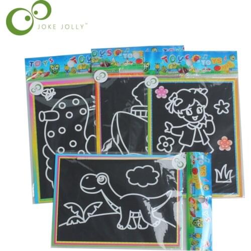 10 pcs 13x 9.8cm Scratch Art Paper Magic Painting Paper with Drawing Stick For Kids Toy Colorful Drawing Toys