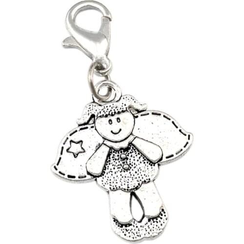 100pcs Los Amigos Son Angeles EN LA Tirra Floating Lobster Clasps Religion Charm Beads Fit Bracelet DIY Jewelry 19x37mm