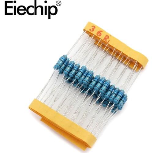 100pcs/lot 0.5W 1 ohm 1% Metal film resistor 1/2W resistance 36R Electronic resistors