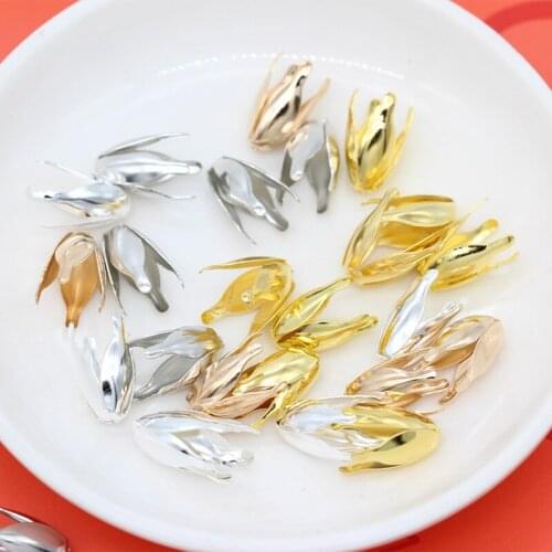 100p 13mm Silver Gold Plated Flower Spacer Beads End Caps Beads Caps findings DIY earrings jewelry Making wholesale suppliers