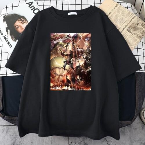 2021 Anime Final Season Attack On Titan T Shirt Men Kawaii Summer Tops Titans Attack Graphic Tees Oversize Harajuku T Shirt Male
