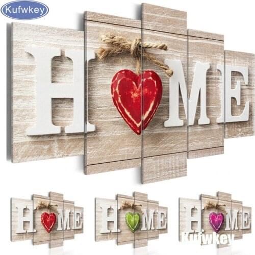 5 Pcs Home sweet home,full square/round diy diamond painting love Heart embroidery Picture diamond mosaic drill Wholesale
