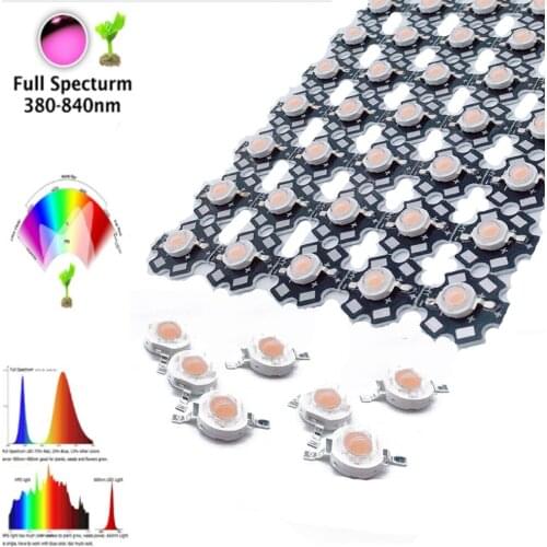 50pcs/lot 3W full spectrum led grow chip with PCB star , led grow lights ,broad spectrum 380nm-840nm led diode for indoor plant
