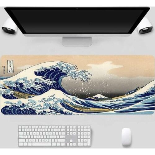 Great Wave Off Art Large Size Mouse Pad Natural Rubber PC Computer Gaming Mousepad Desk Mat Locking Edge for Gaming Player Gamer
