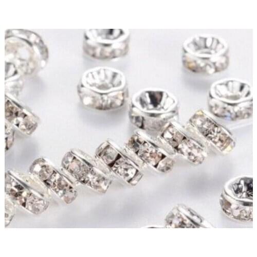 6mm 8mm 10mm 12mm 200pcs/lot white Clear Czech glass Spacer Beads round Metal silver Plated Charms DIY making s2456 crystal