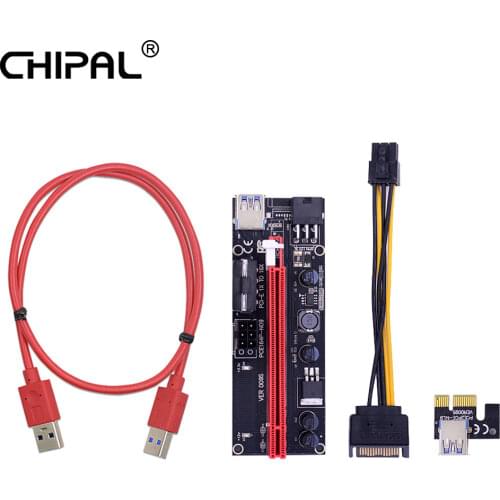 CHIPAL VER009S PCI-E Riser Card 009S PCI Express PCIE 1X to 16X Extender 1M 0.6M USB 3.0 Cable SATA to 6Pin Power for Video Card