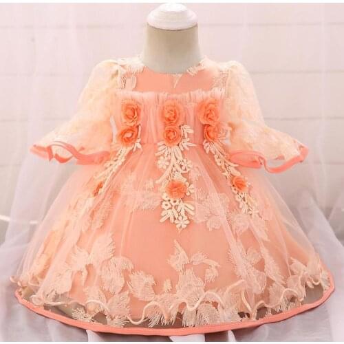 Kids Dresses For Girls Princess Wedding Gown 3D Flower Tulle Teen Girl Party Dress Children Clothing Summer Flower girl Dress